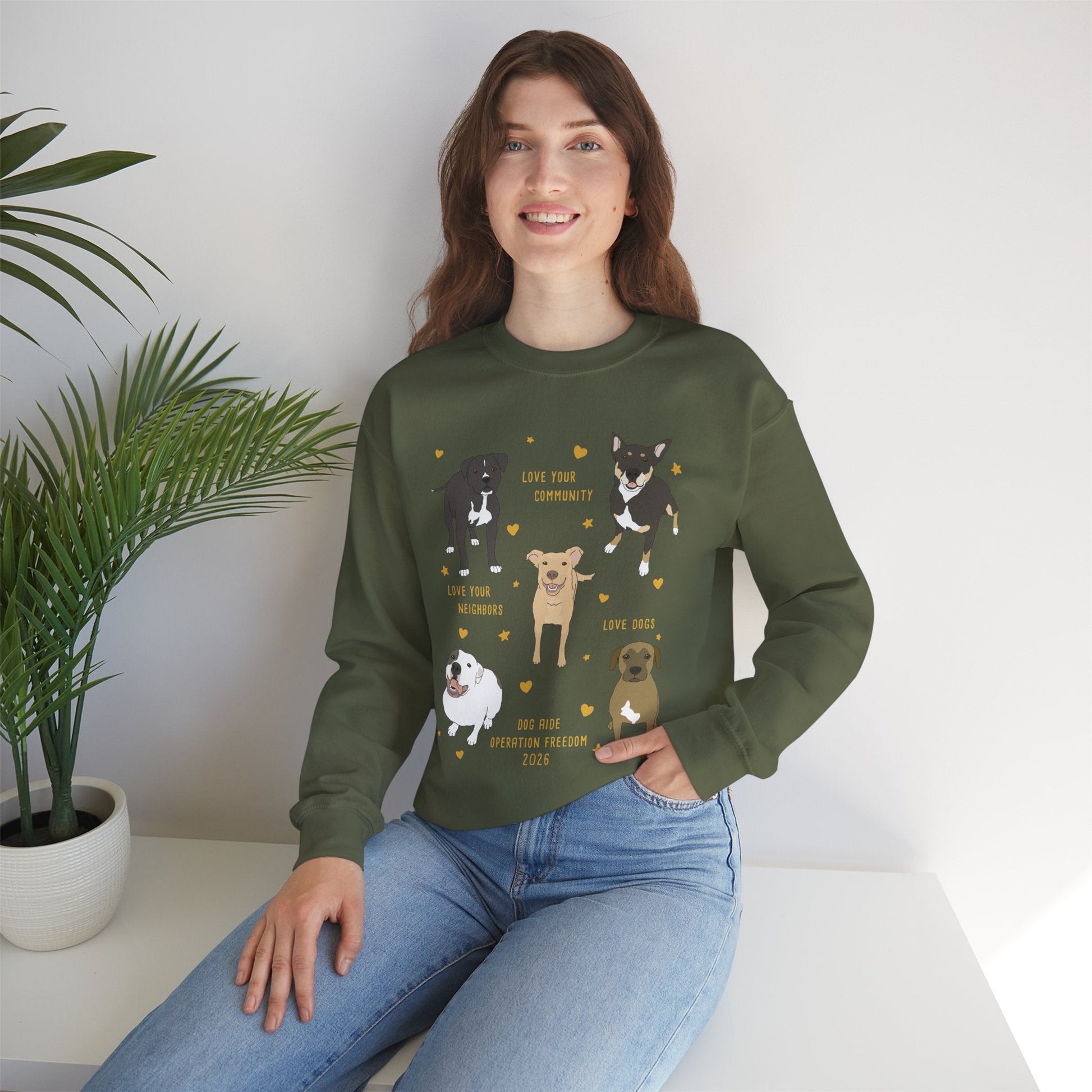 Crewneck Sweatshirt | FUNDRAISER | Dog Aide | Operation Freedom - Detezi Designs-23478566836658681006