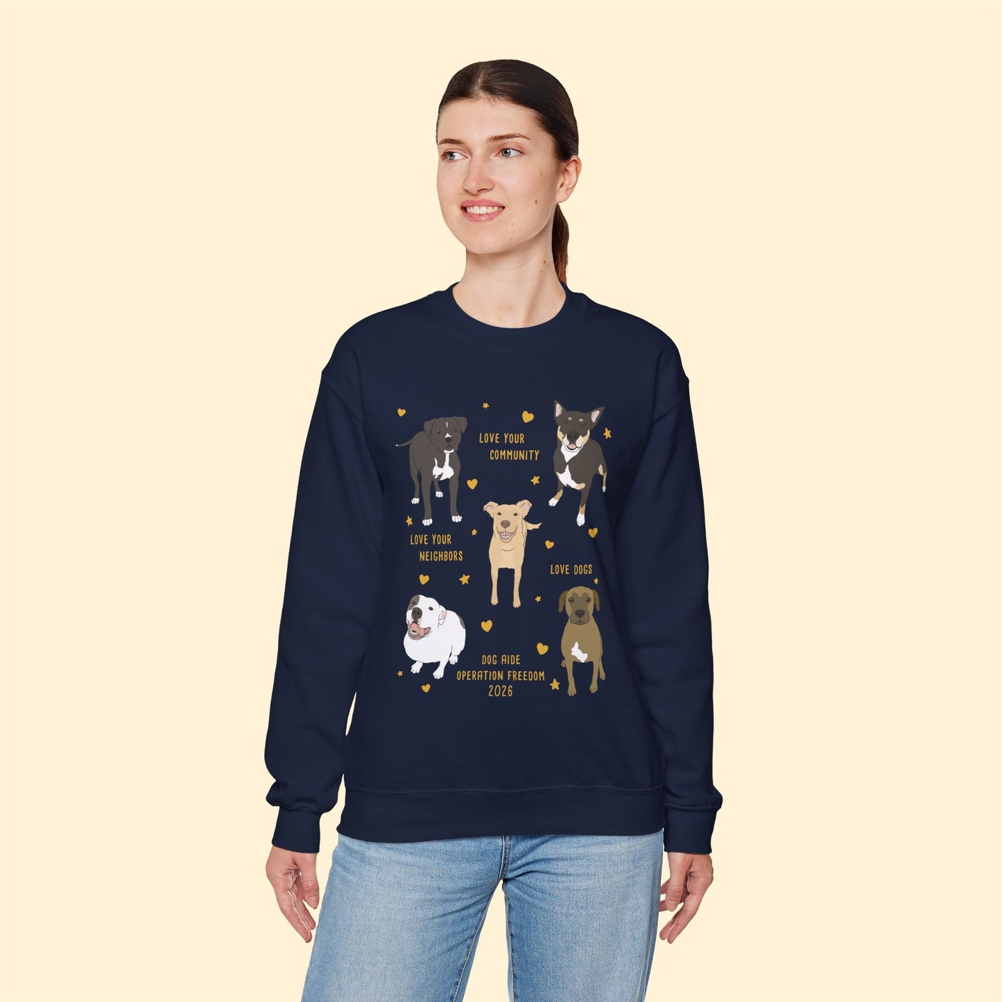 Crewneck Sweatshirt | FUNDRAISER | Dog Aide | Operation Freedom - Detezi Designs-29806763101917897974