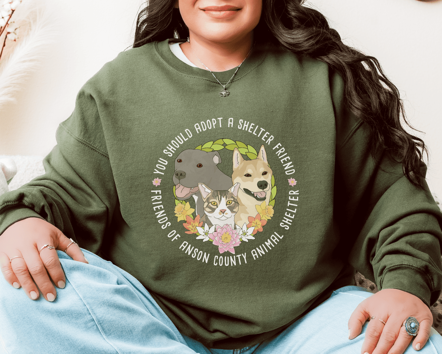 Crewneck Sweatshirt | FUNDRAISER | Friends of Anson County Animal Shelter | Spring - Detezi Designs - 48197658526765193961