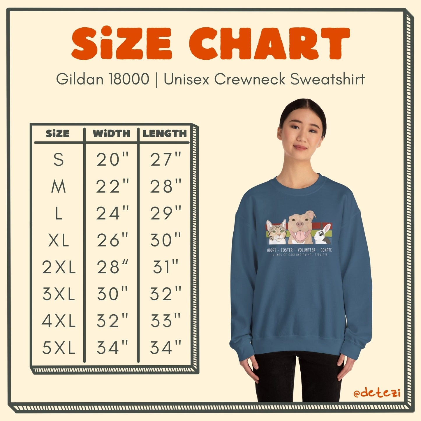 Crewneck Sweatshirt | FUNDRAISER | Friends of Oakland Animal Services - Detezi Designs - 24005814230218138890