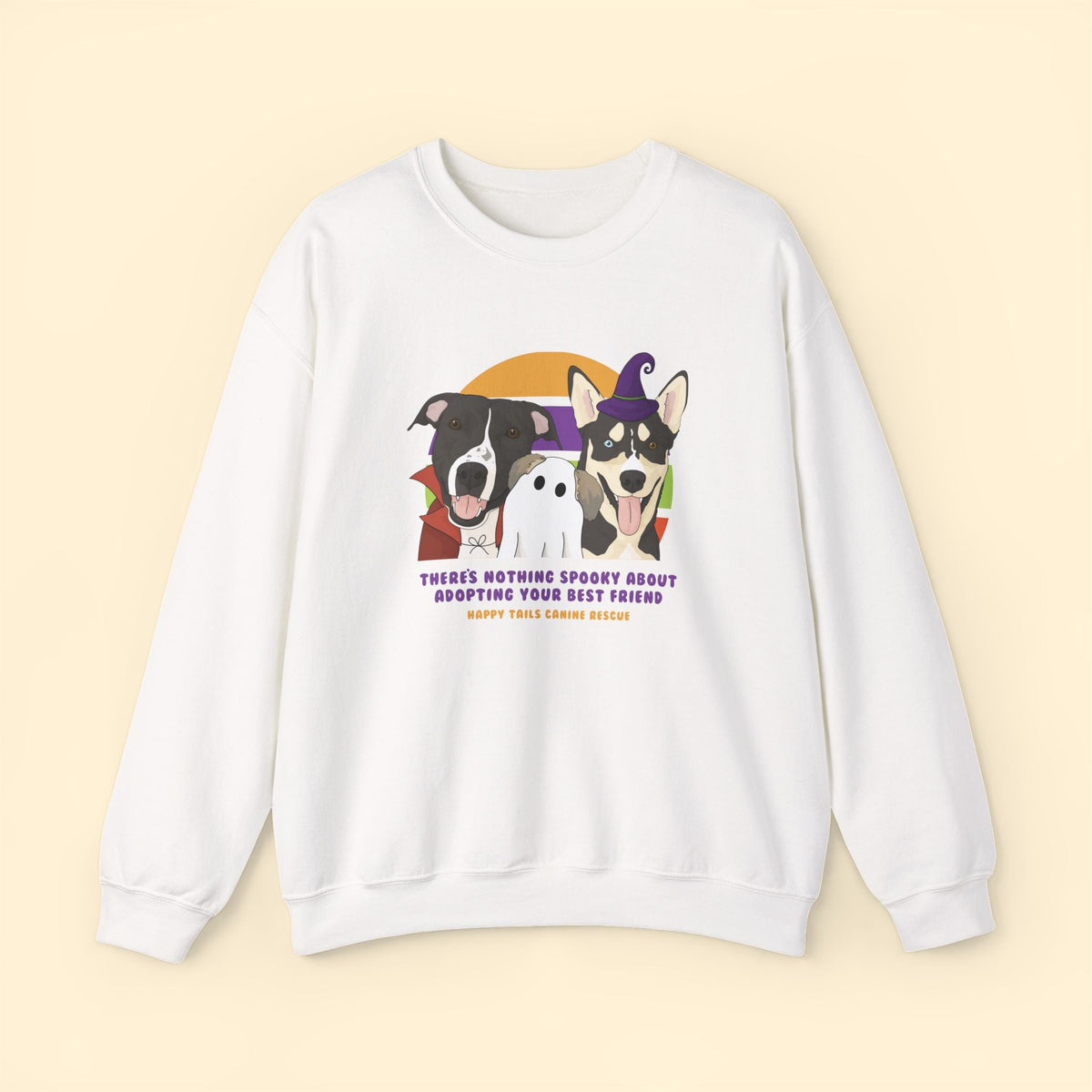 Crewneck Sweatshirt | FUNDRAISER | Happy Tails Canine Rescue | Halloween - Detezi Designs-18092163919881377500