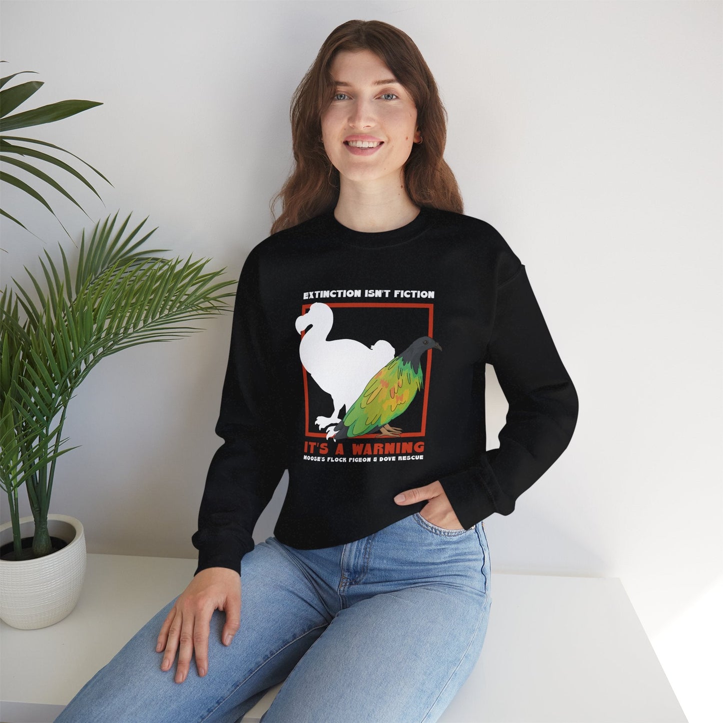 Crewneck Sweatshirt | FUNDRAISER | Moose's Flock | Extinction is a Warning - Detezi Designs - 13385260912441944641
