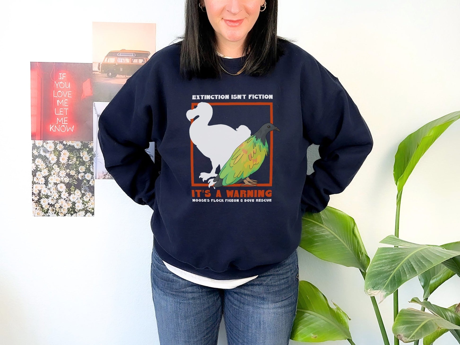 Crewneck Sweatshirt | FUNDRAISER | Moose's Flock | Extinction is a Warning - Detezi Designs - 13385260912441944641