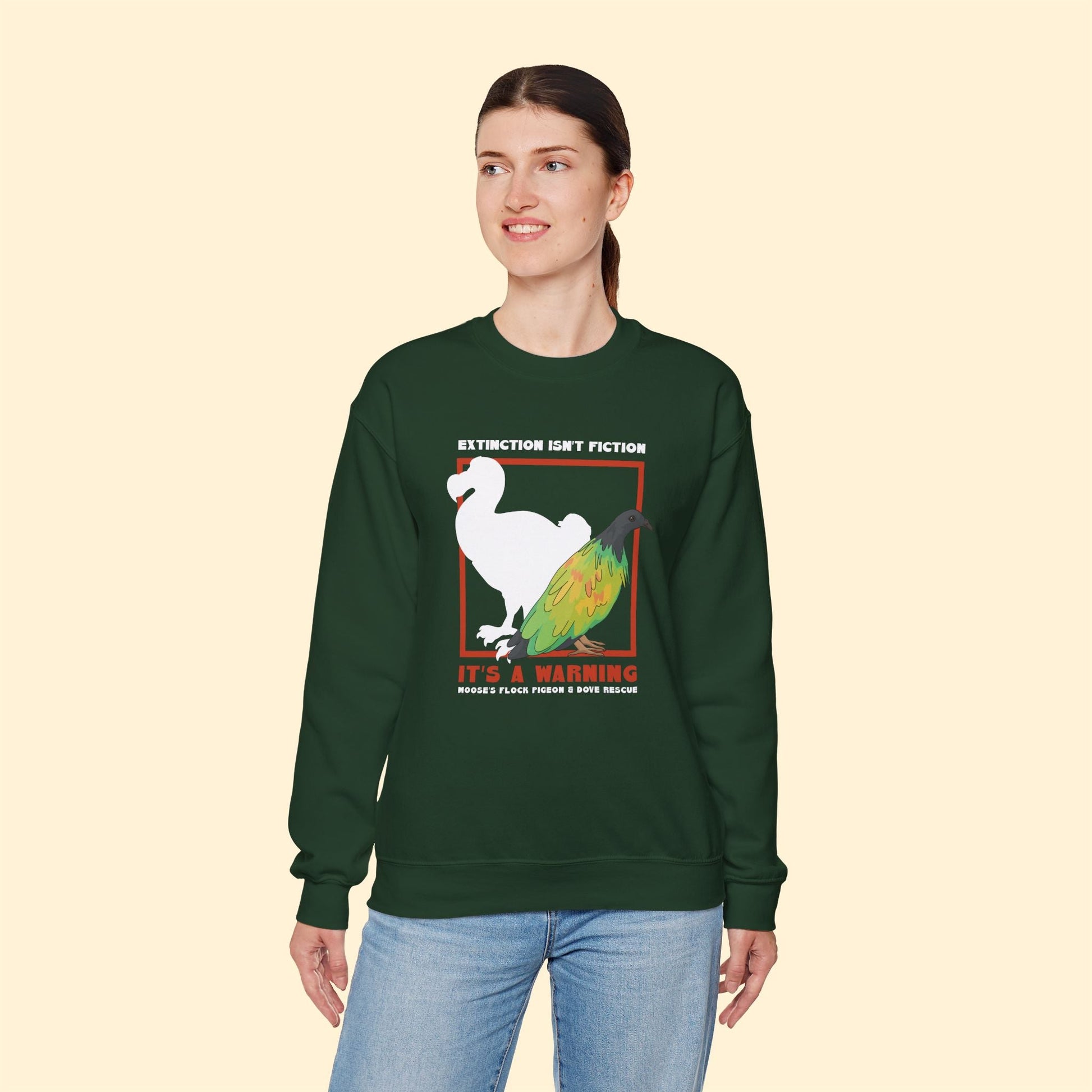 Crewneck Sweatshirt | FUNDRAISER | Moose's Flock | Extinction is a Warning - Detezi Designs - 13385260912441944641