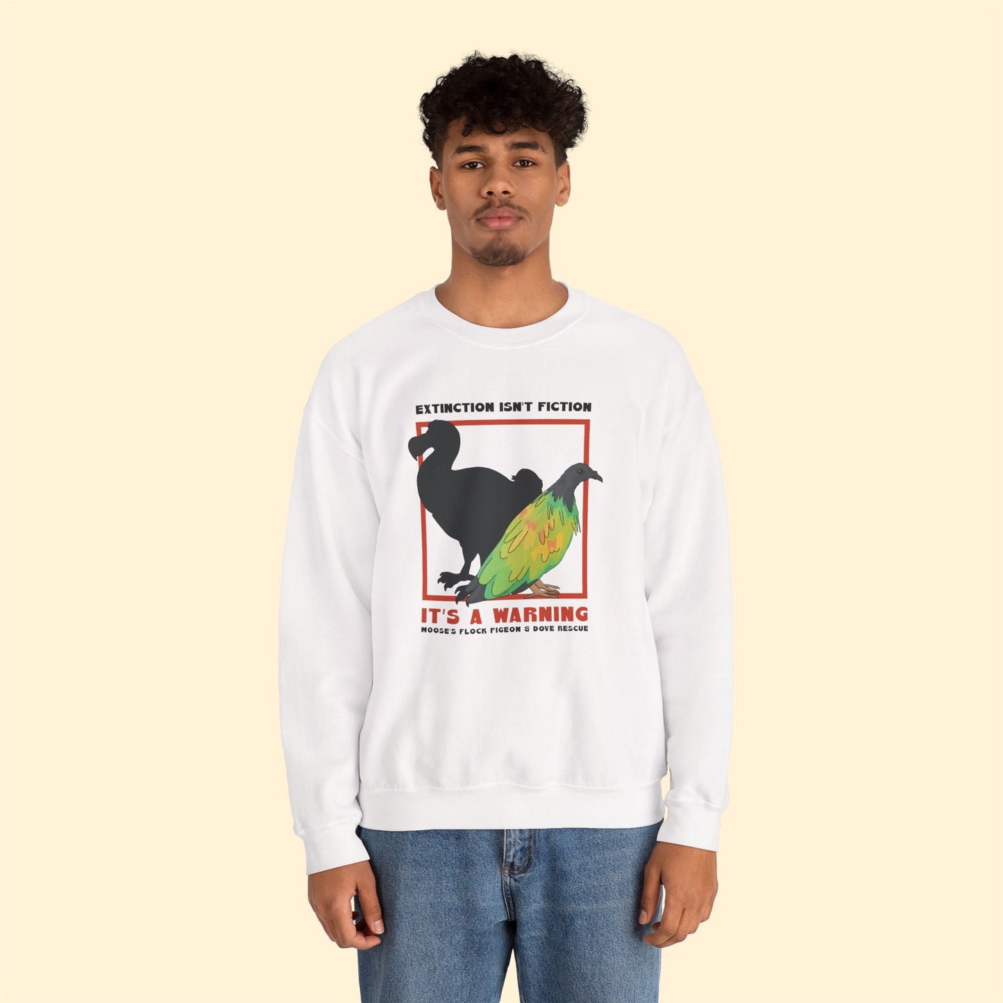 Crewneck Sweatshirt | FUNDRAISER | Moose's Flock | Extinction is a Warning - Detezi Designs - 13385260912441944641
