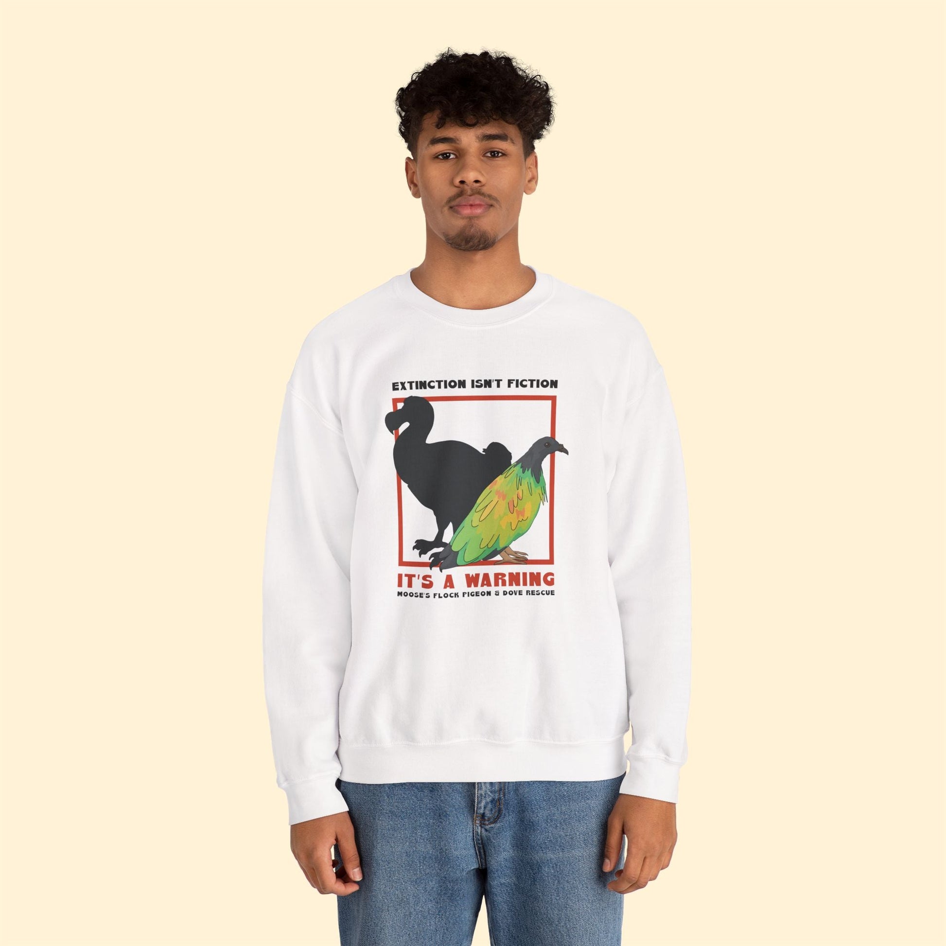 Crewneck Sweatshirt | FUNDRAISER | Moose's Flock | Extinction is a Warning - Detezi Designs - 13385260912441944641