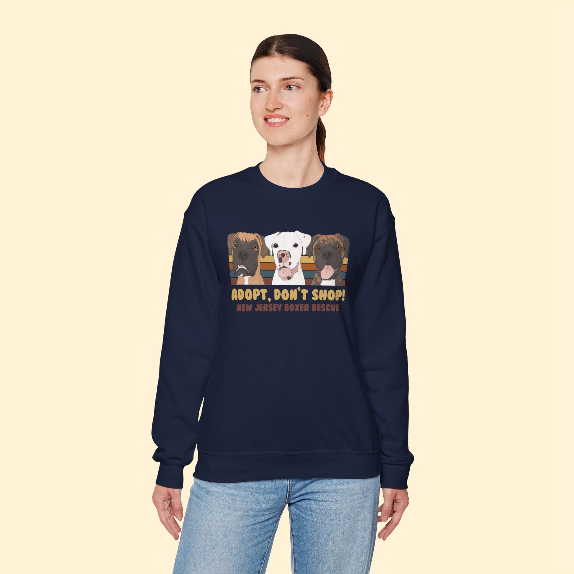 Crewneck Sweatshirt | FUNDRAISER | New Jersey Boxer Rescue | Adopt, Don't Shop! - Detezi Designs - 15648074281110335042