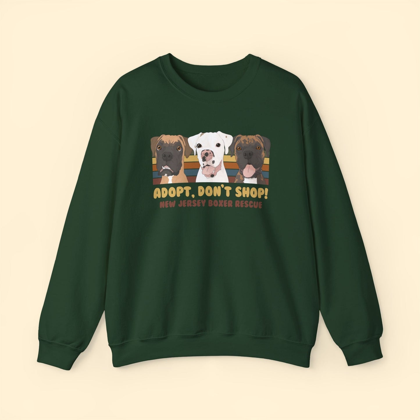 Crewneck Sweatshirt | FUNDRAISER | New Jersey Boxer Rescue | Adopt, Don't Shop! - Detezi Designs - 32297920584144550280