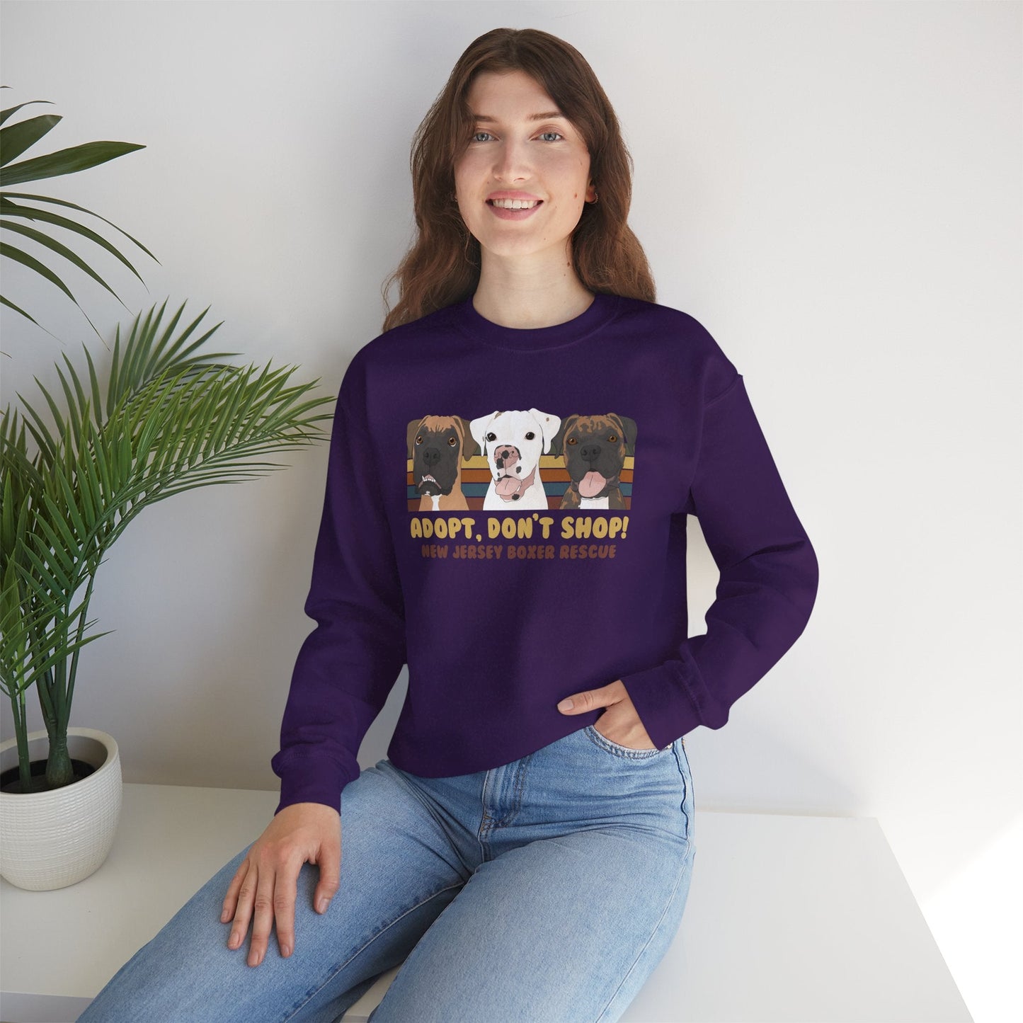Crewneck Sweatshirt | FUNDRAISER | New Jersey Boxer Rescue | Adopt, Don't Shop! - Detezi Designs - 32297920584144550280