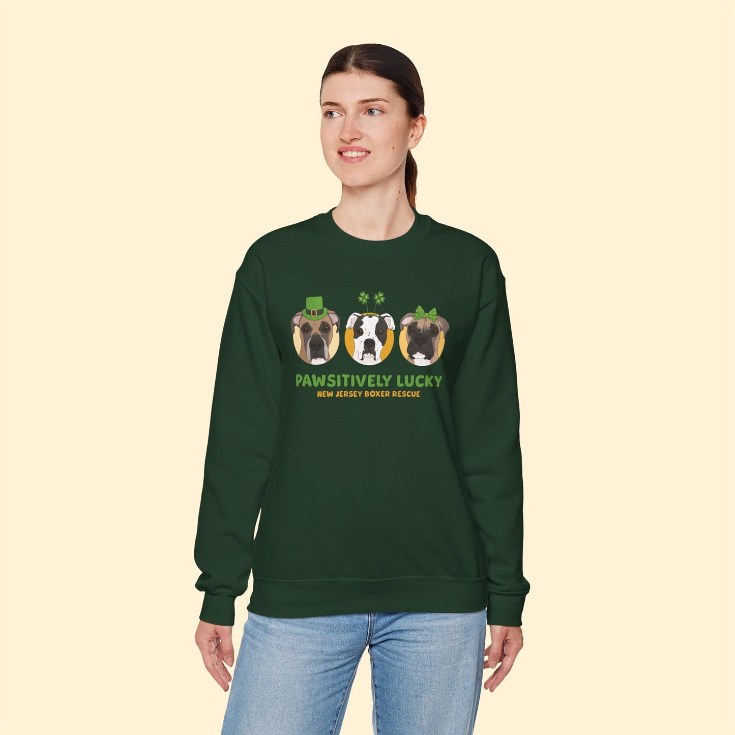 Crewneck Sweatshirt | FUNDRAISER | New Jersey Boxer Rescue | St. Patrick's Day - Detezi Designs - 17459533073244015721