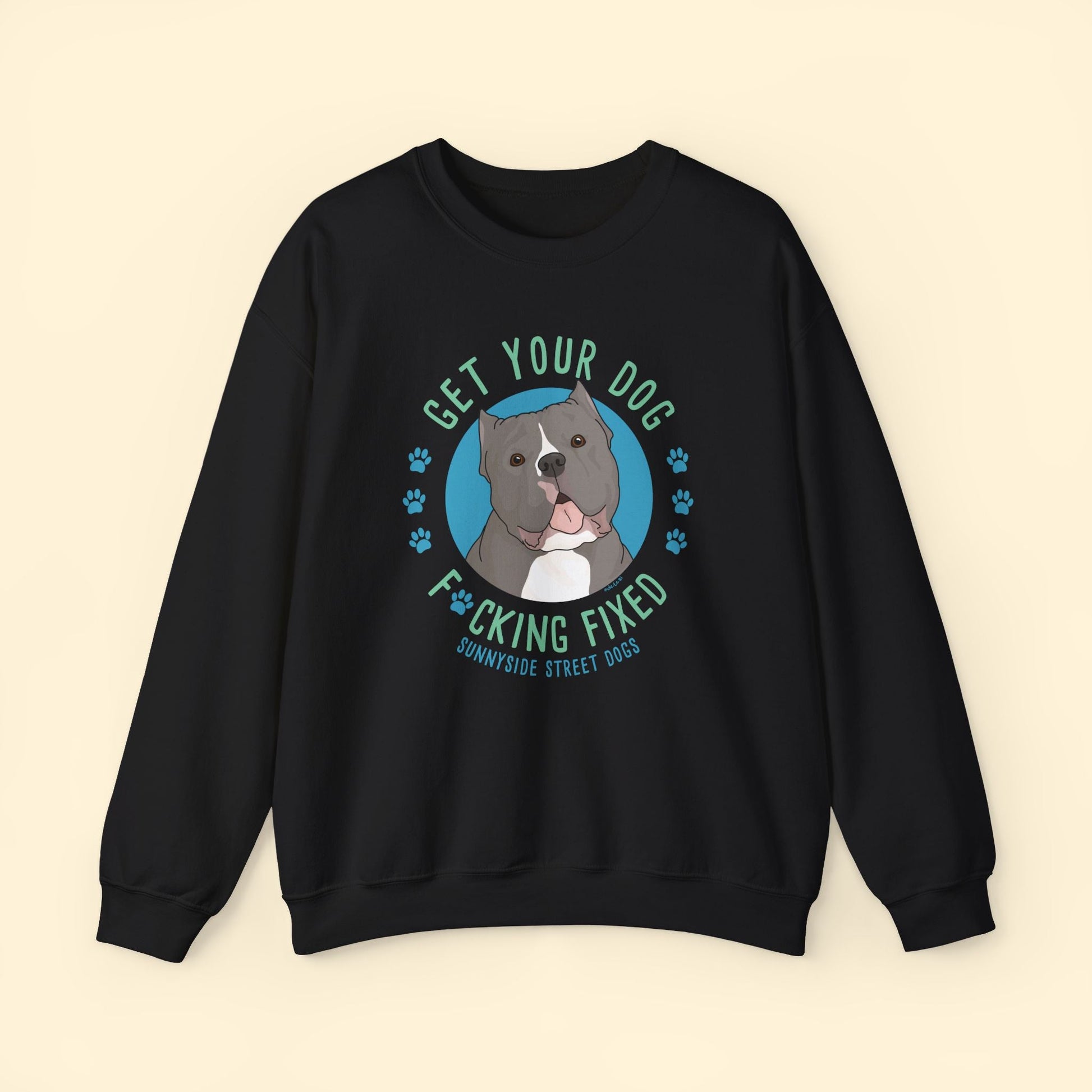 Crewneck Sweatshirt | FUNDRAISER | Sunnyside Street Dogs | Get Your Dog F*cking Fixed - Detezi Designs - 28997913815262125585