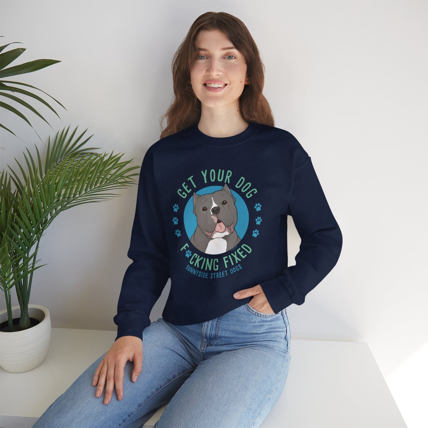 Crewneck Sweatshirt | FUNDRAISER | Sunnyside Street Dogs | Get Your Dog F*cking Fixed - Detezi Designs - 30431411425147157636