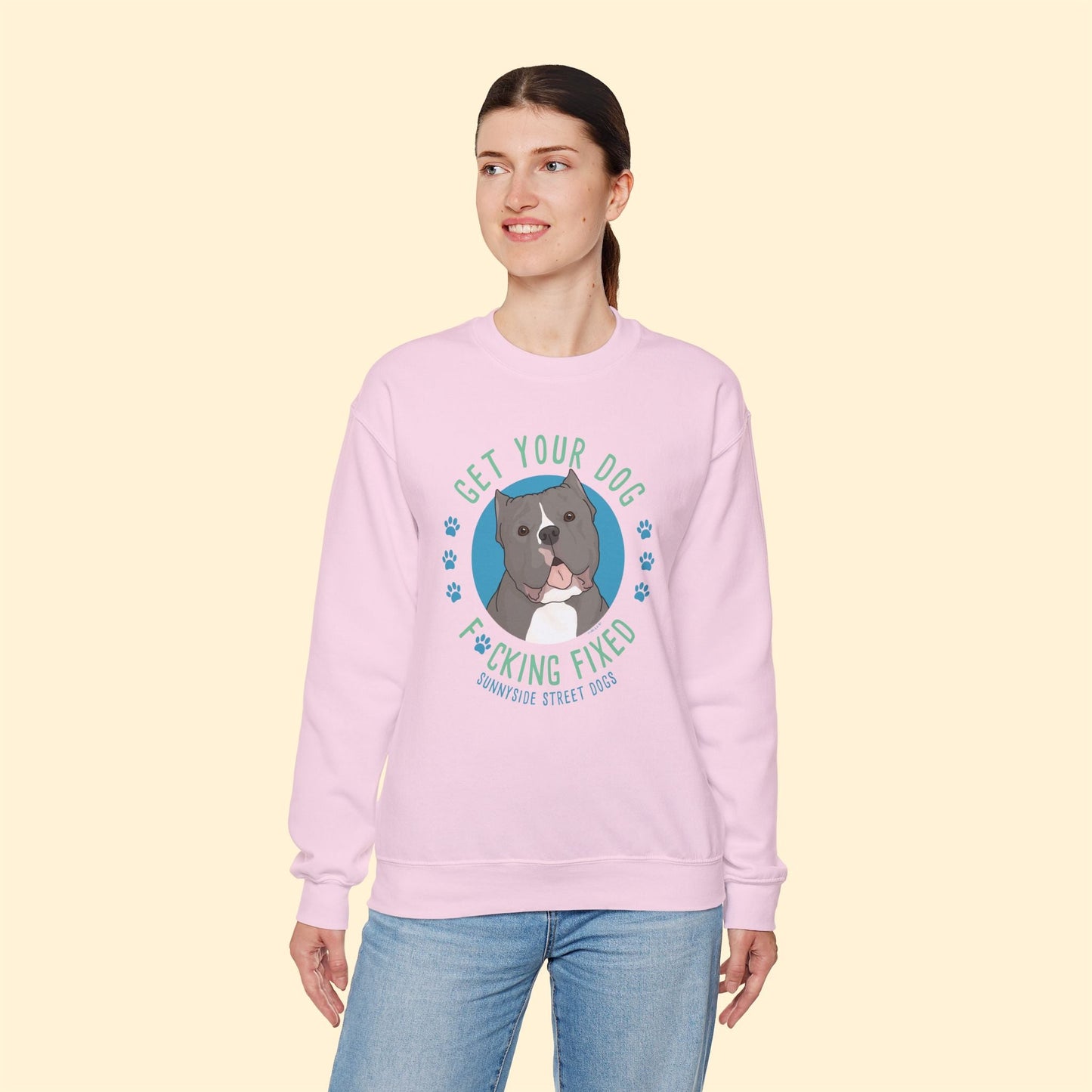 Crewneck Sweatshirt | FUNDRAISER | Sunnyside Street Dogs | Get Your Dog F*cking Fixed - Detezi Designs - 30431411425147157636