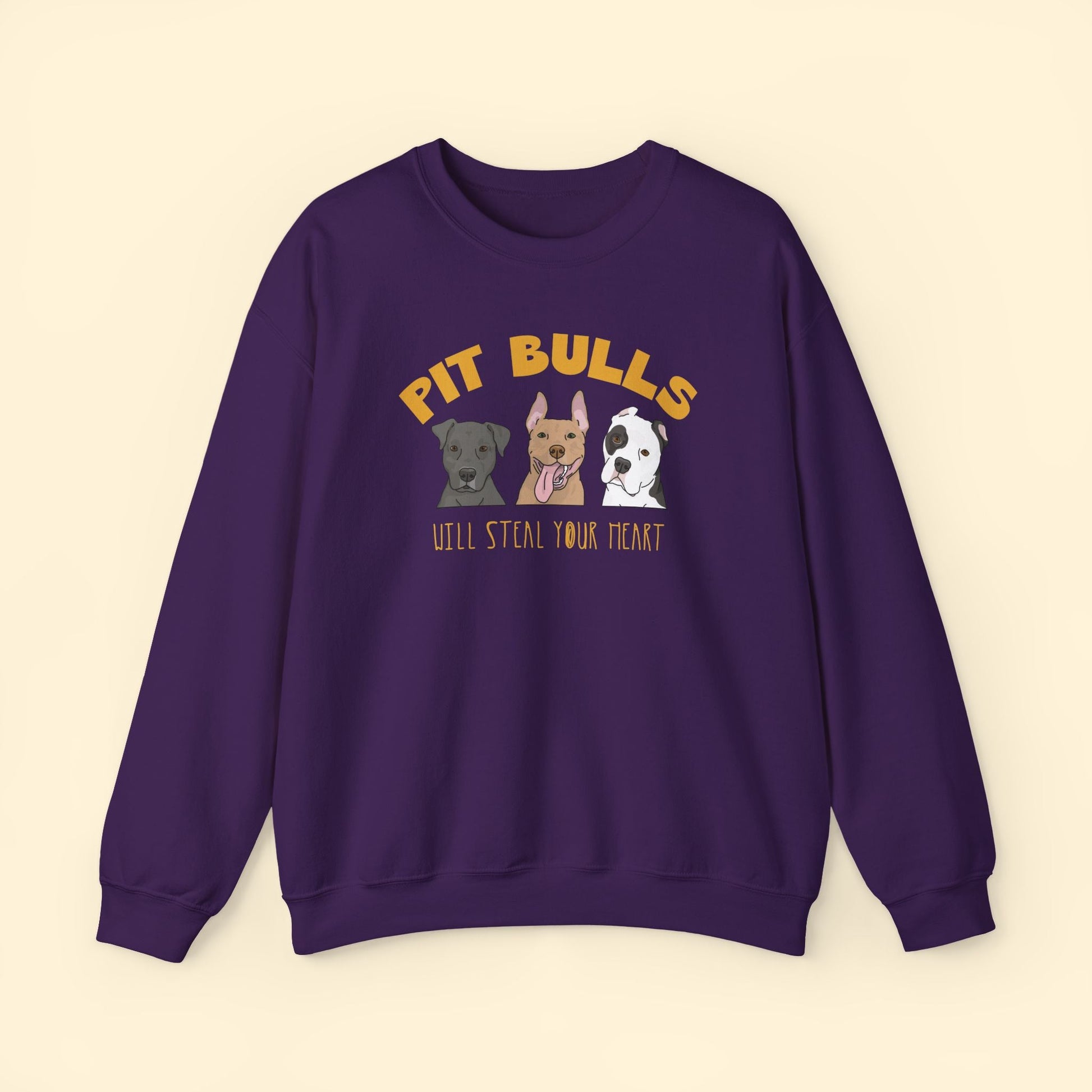 Crewneck Sweatshirt | Pit Bulls Will Steal Your Heart - Detezi Designs - 14660161379688930079