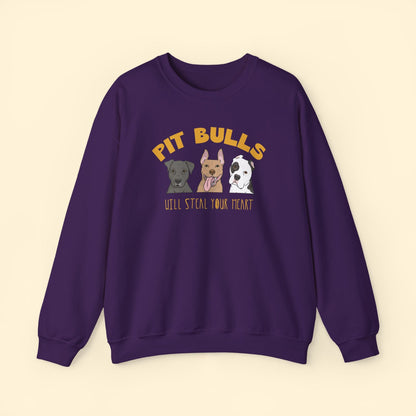 Crewneck Sweatshirt | Pit Bulls Will Steal Your Heart - Detezi Designs - 14660161379688930079