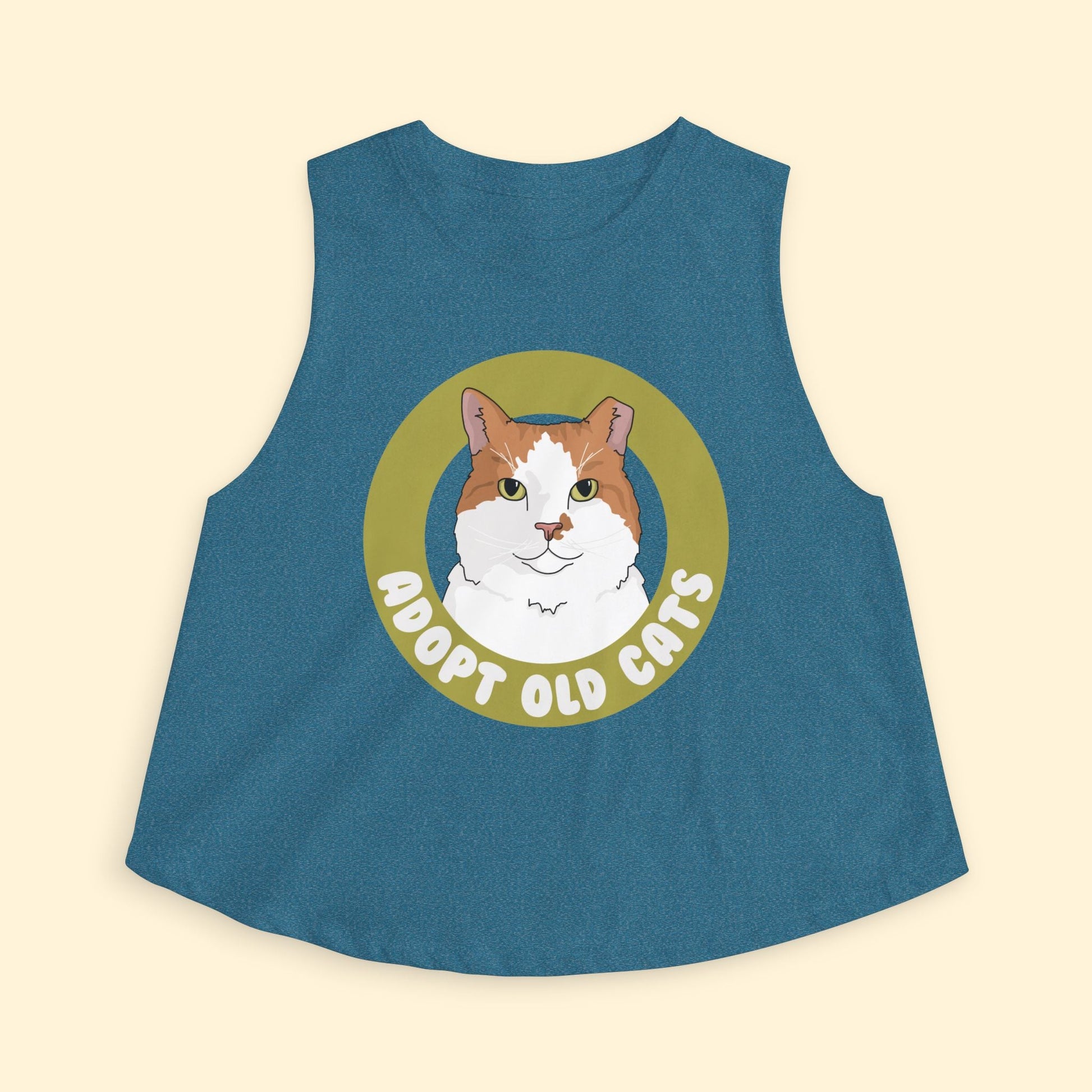 Cropped Muscle Tank | Adopt Old Cats - Detezi Designs - 10006835889014130294