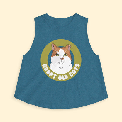 Cropped Muscle Tank | Adopt Old Cats - Detezi Designs - 10006835889014130294