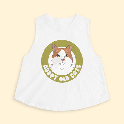 Cropped Muscle Tank | Adopt Old Cats - Detezi Designs - 25957092007721205822