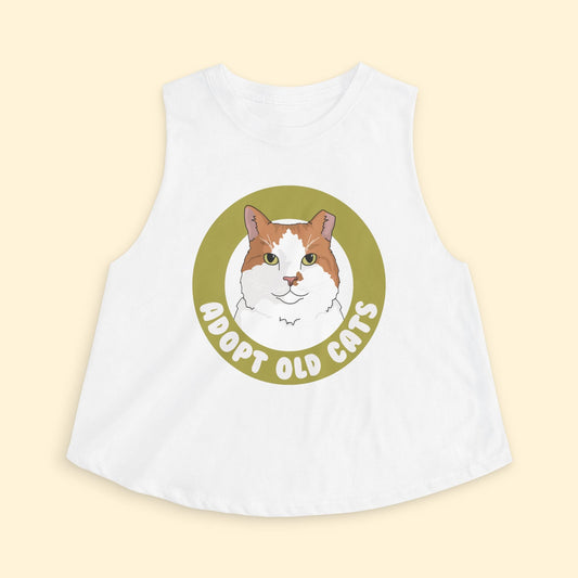Cropped Muscle Tank | Adopt Old Cats - Detezi Designs - 25957092007721205822