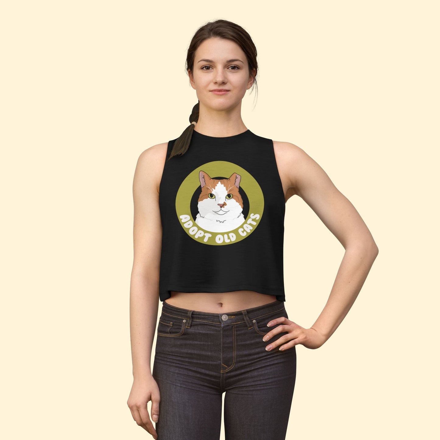 Cropped Muscle Tank | Adopt Old Cats - Detezi Designs - 25957092007721205822
