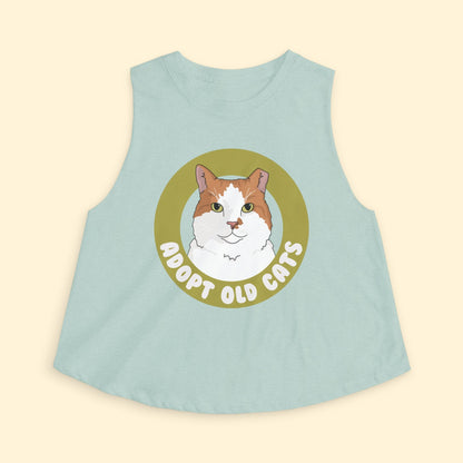 Cropped Muscle Tank | Adopt Old Cats - Detezi Designs - 27326082256488442122