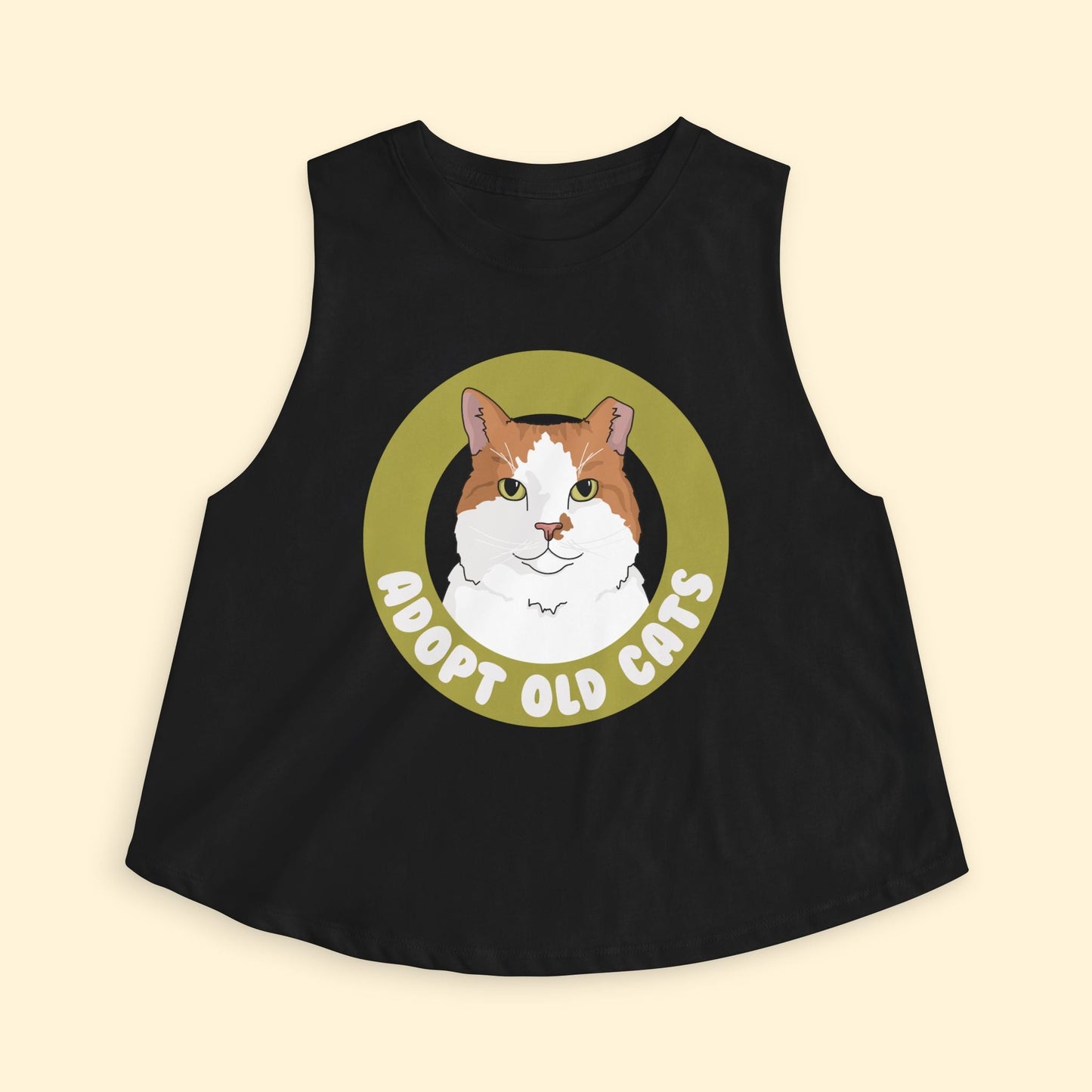 Cropped Muscle Tank | Adopt Old Cats - Detezi Designs - 29275101135001680610