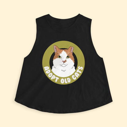 Cropped Muscle Tank | Adopt Old Cats - Detezi Designs - 29275101135001680610
