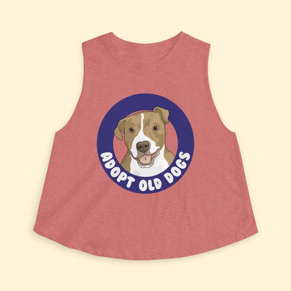 Cropped Muscle Tank | Adopt Old Dogs - Detezi Designs - 28957559043937666764