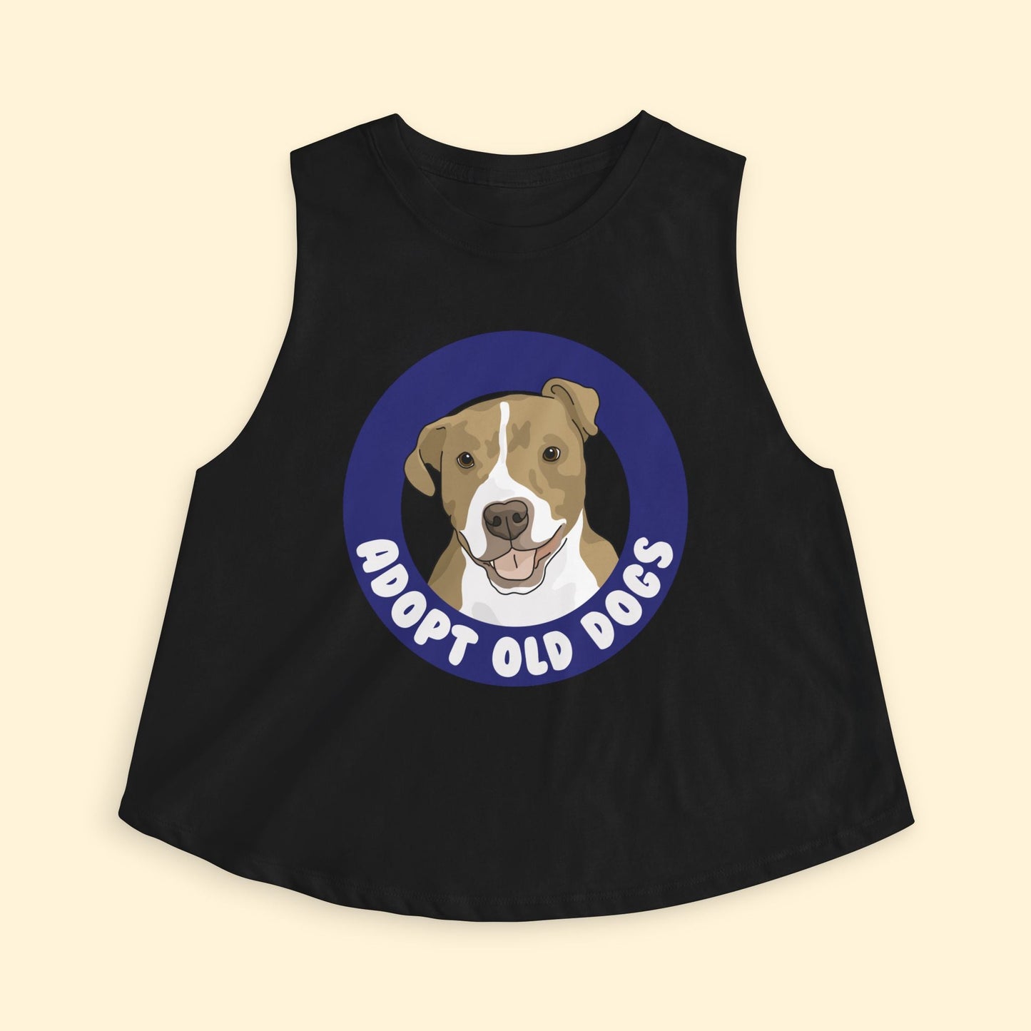 Cropped Muscle Tank | Adopt Old Dogs - Detezi Designs - 72329704106404953706