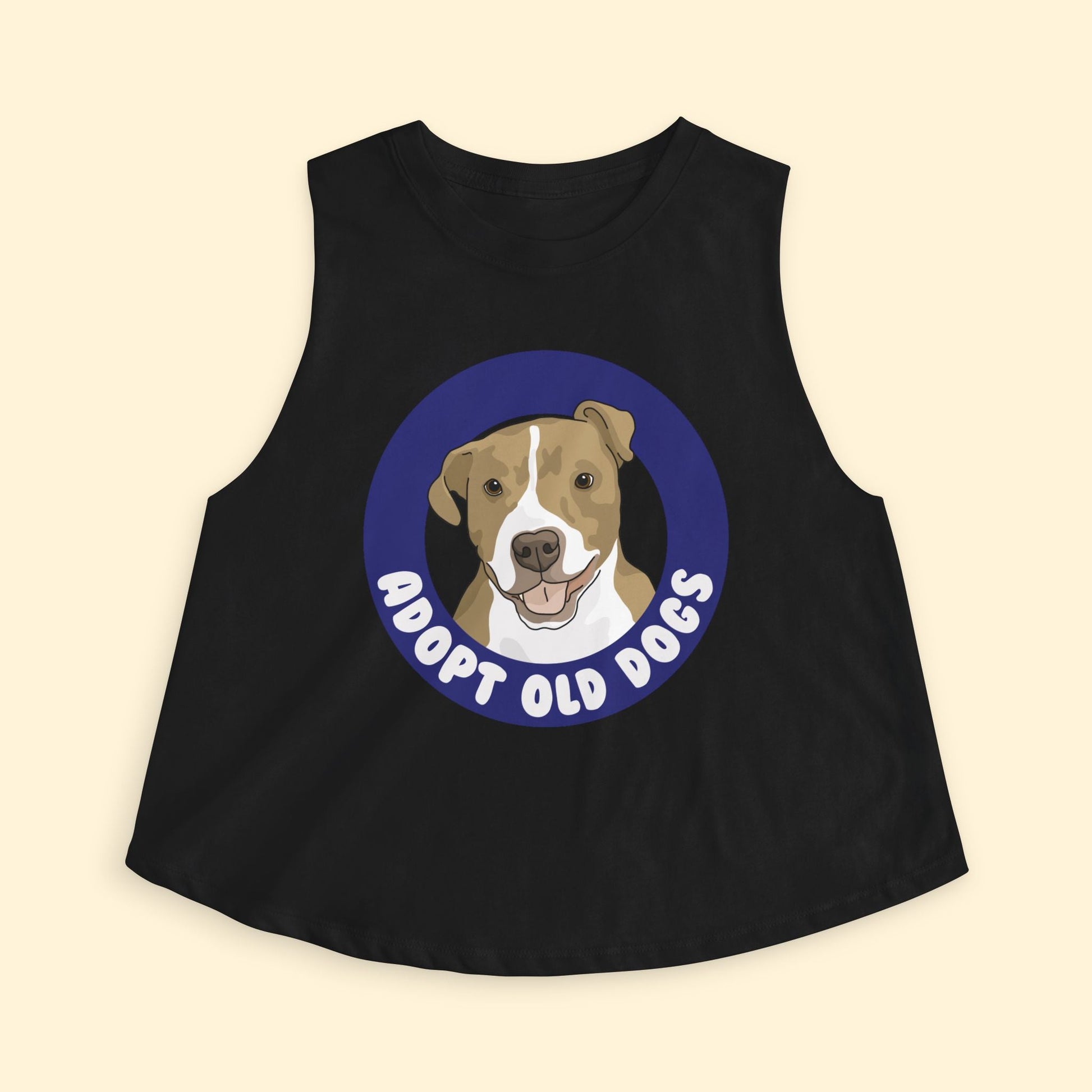 Cropped Muscle Tank | Adopt Old Dogs - Detezi Designs - 72329704106404953706