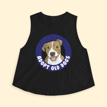 Cropped Muscle Tank | Adopt Old Dogs - Detezi Designs - 72329704106404953706