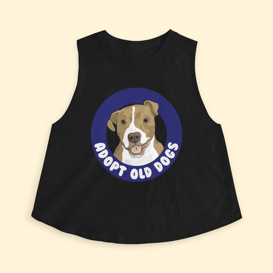 Cropped Muscle Tank | Adopt Old Dogs - Detezi Designs - 72329704106404953706