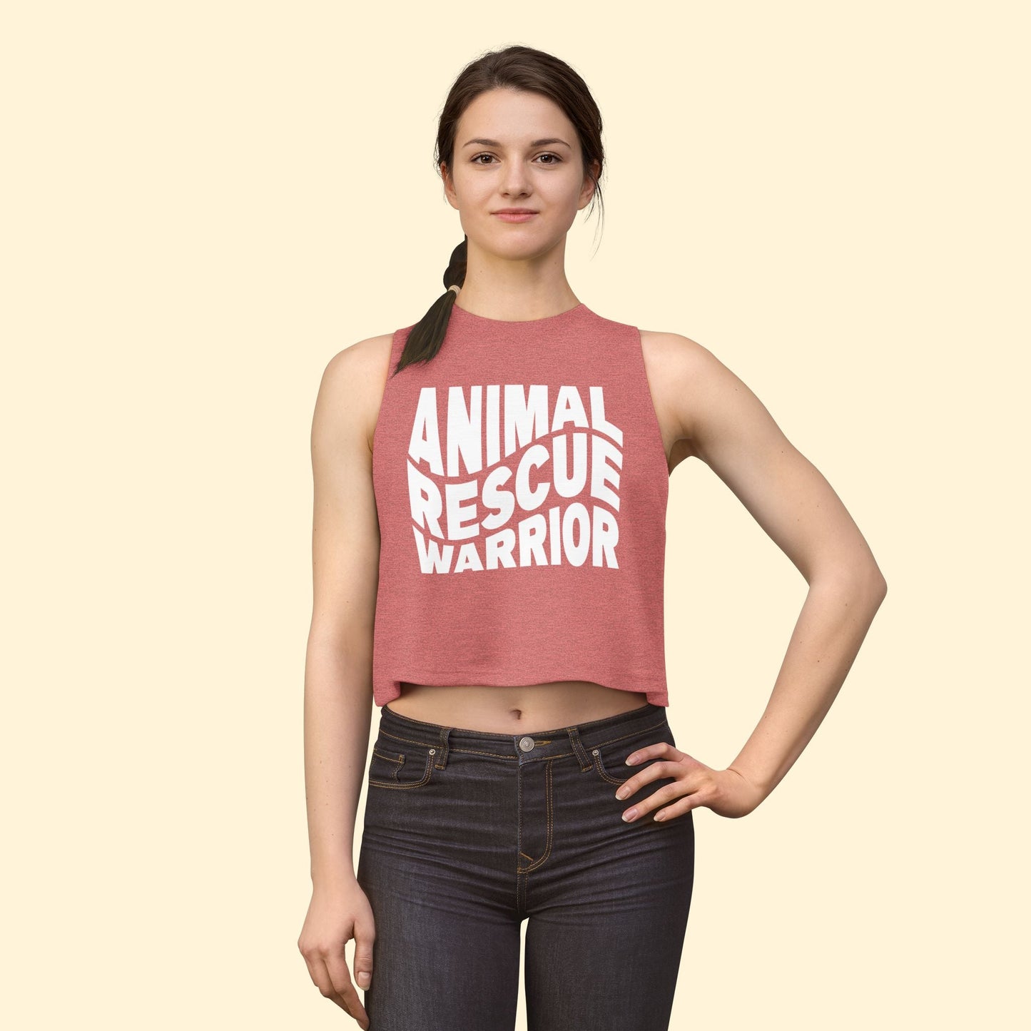 Cropped Muscle Tank | Animal Rescue Warrior - Detezi Designs - 94915553252839495814