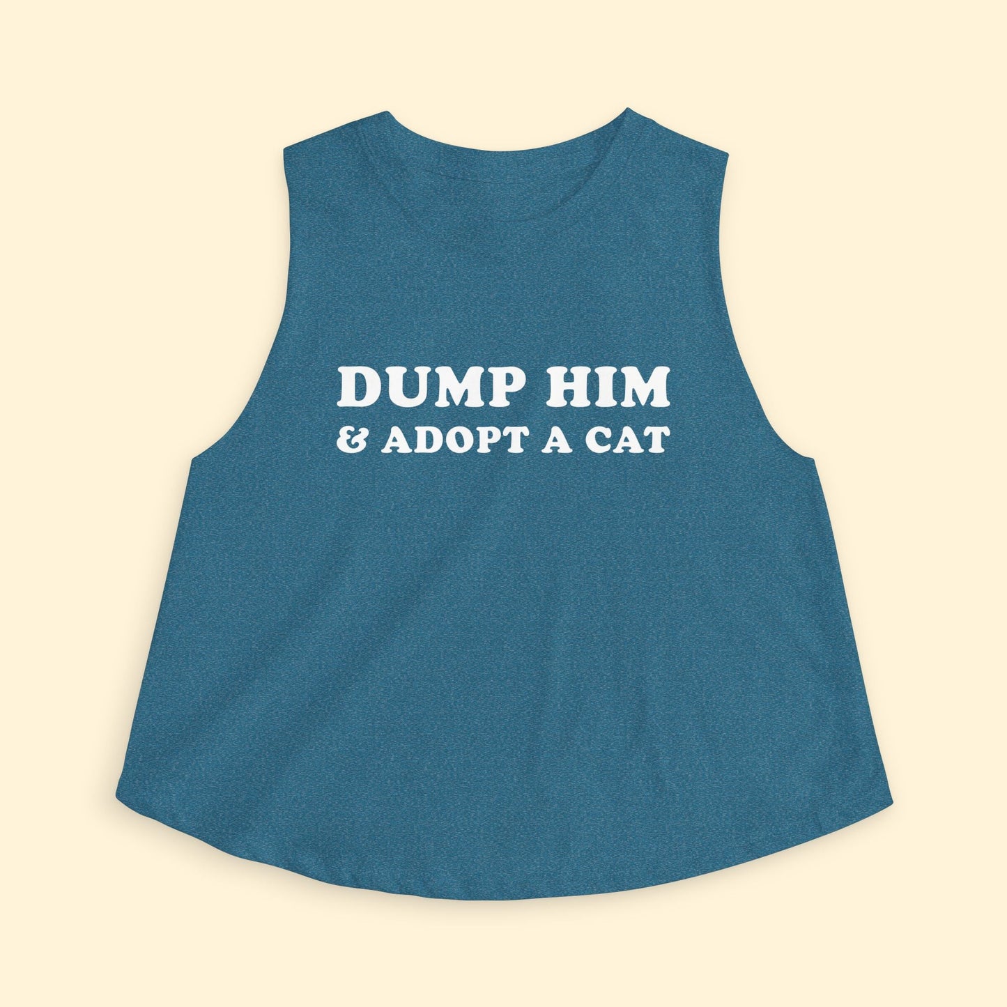 Cropped Muscle Tank | Dump Him & Adopt A Cat - Detezi Designs - 11967664910053622955