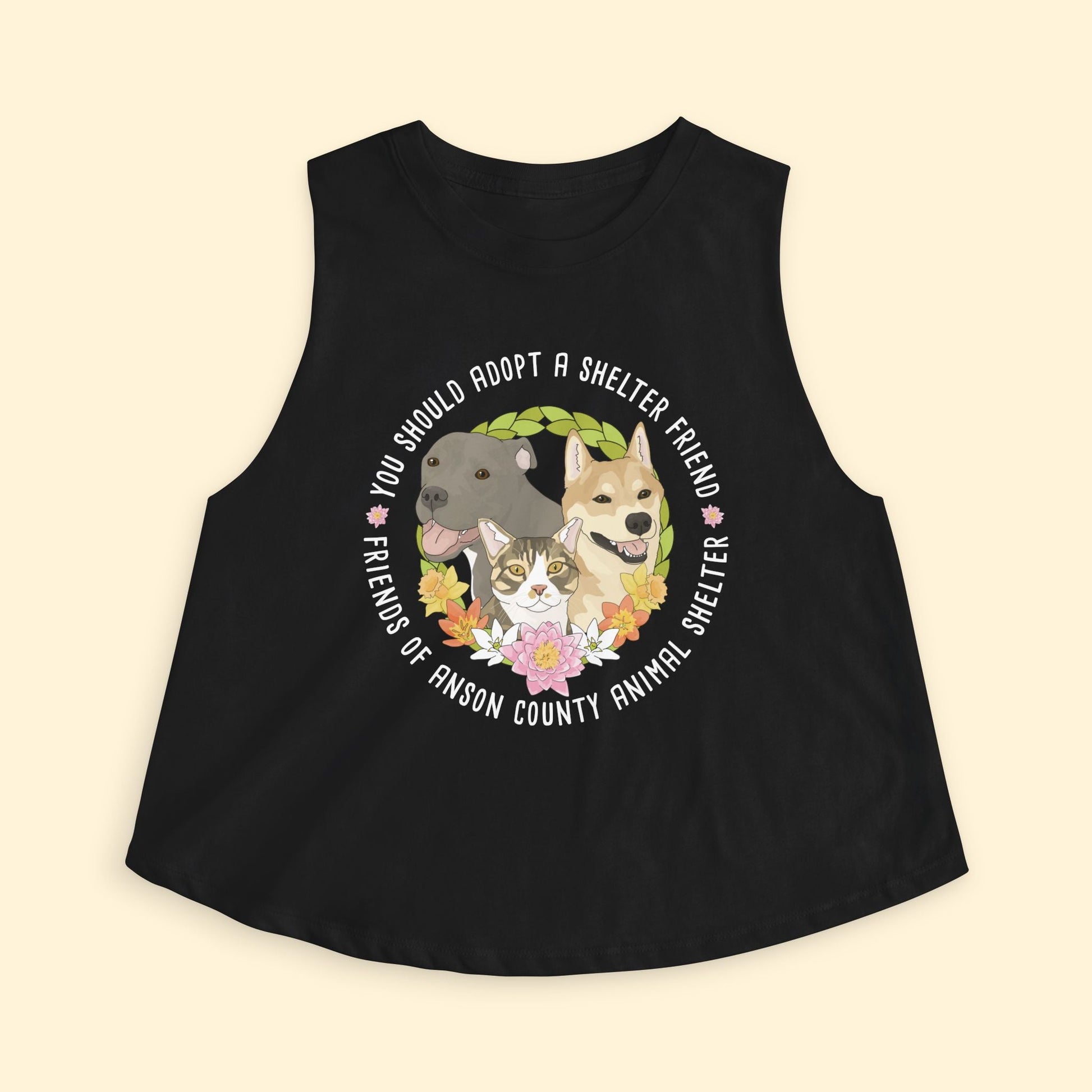Cropped Muscle Tank | FUNDRAISER | Friends of Anson County Animal Shelter | Spring - Detezi Designs - 19182556902313666676