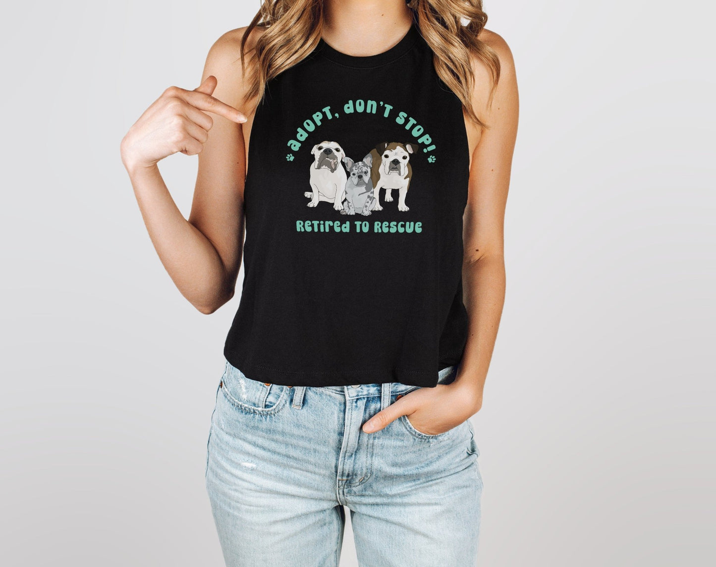 Cropped Muscle Tank | FUNDRAISER | Retired to Rescue - Detezi Designs - 21468812138939987793