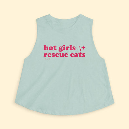 Cropped Muscle Tank | Hot Girls Rescue Cats - Detezi Designs - 26541829940082614170