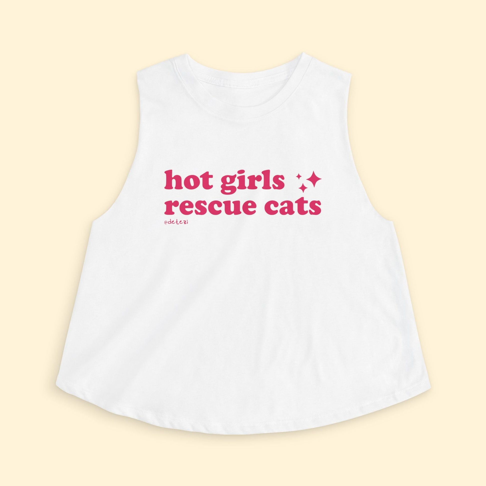 Cropped Muscle Tank | Hot Girls Rescue Cats - Detezi Designs - 27185704887497268871
