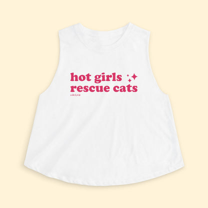 Cropped Muscle Tank | Hot Girls Rescue Cats - Detezi Designs - 27185704887497268871