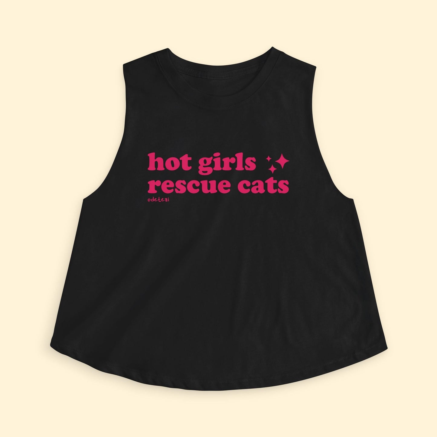 Cropped Muscle Tank | Hot Girls Rescue Cats - Detezi Designs - 28912173987852482287