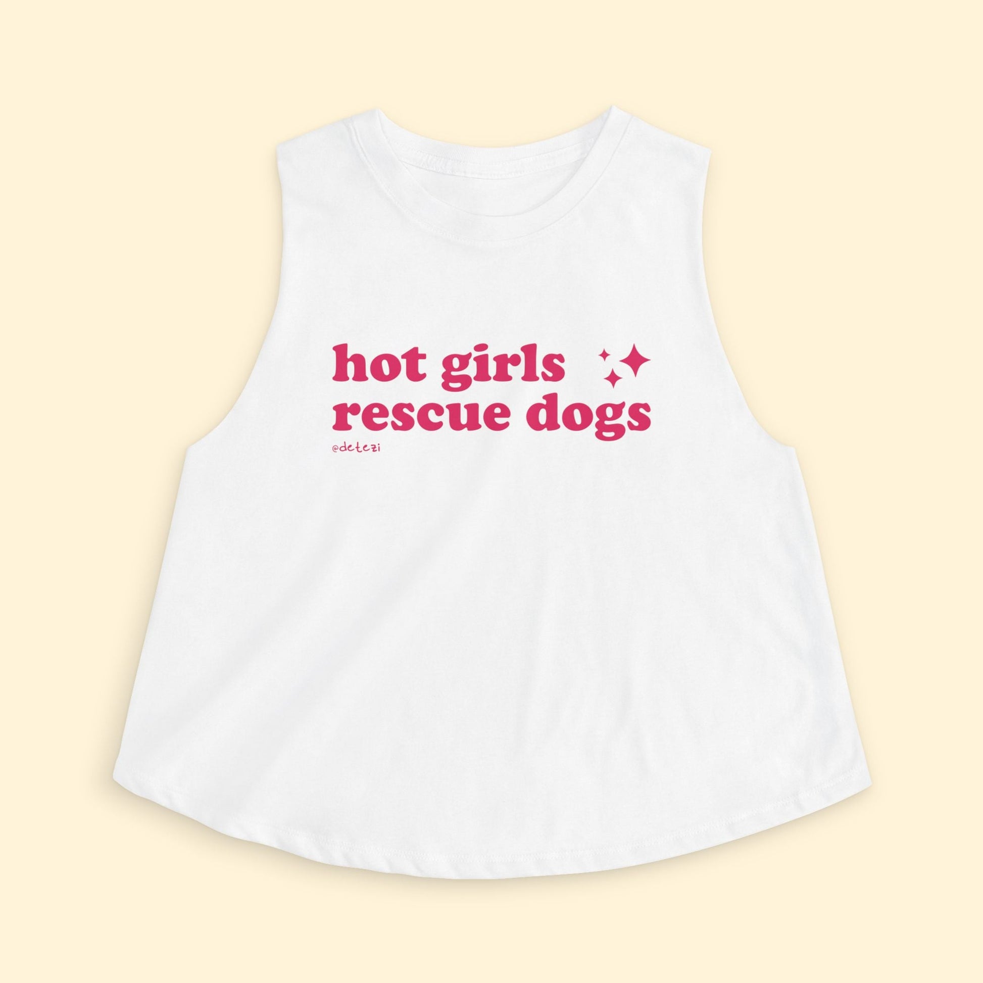 Cropped Muscle Tank | Hot Girls Rescue Dogs - Detezi Designs - 22308914415612150794