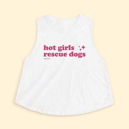 Cropped Muscle Tank | Hot Girls Rescue Dogs - Detezi Designs - 22308914415612150794