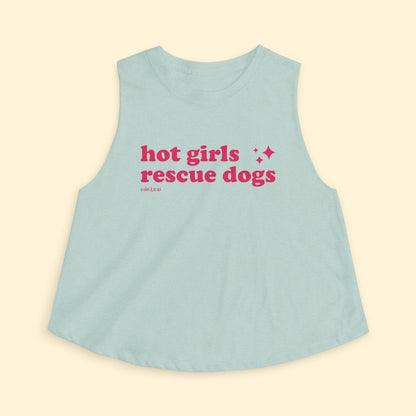 Cropped Muscle Tank | Hot Girls Rescue Dogs - Detezi Designs - 30926682386643172394