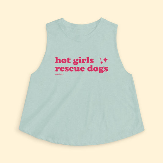 Cropped Muscle Tank | Hot Girls Rescue Dogs - Detezi Designs - 30926682386643172394