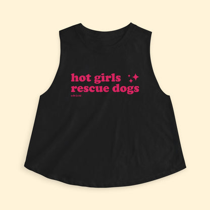 Cropped Muscle Tank | Hot Girls Rescue Dogs - Detezi Designs - 30982773762502419354