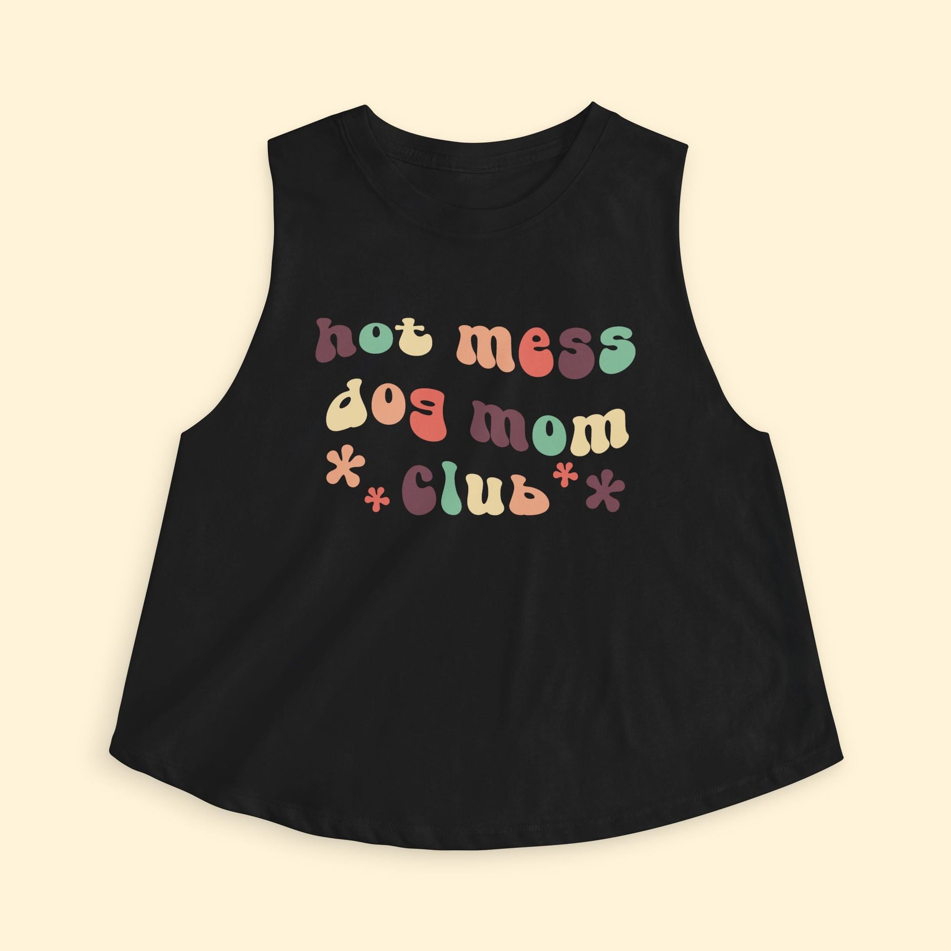 Cropped Muscle Tank | Hot Mess Dog Mom Club - Detezi Designs - 14850856727664808518