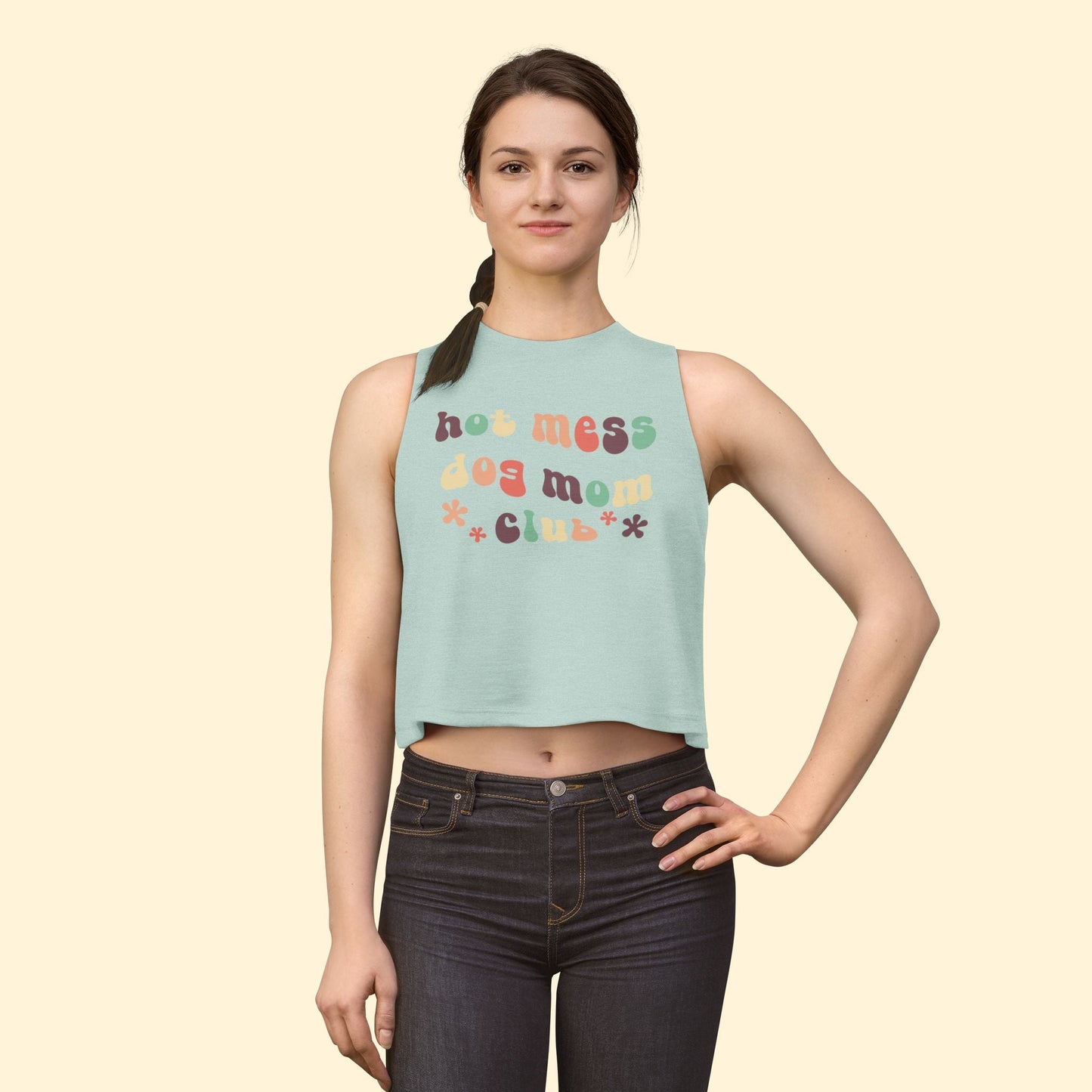Cropped Muscle Tank | Hot Mess Dog Mom Club - Detezi Designs - 21931853567448830350