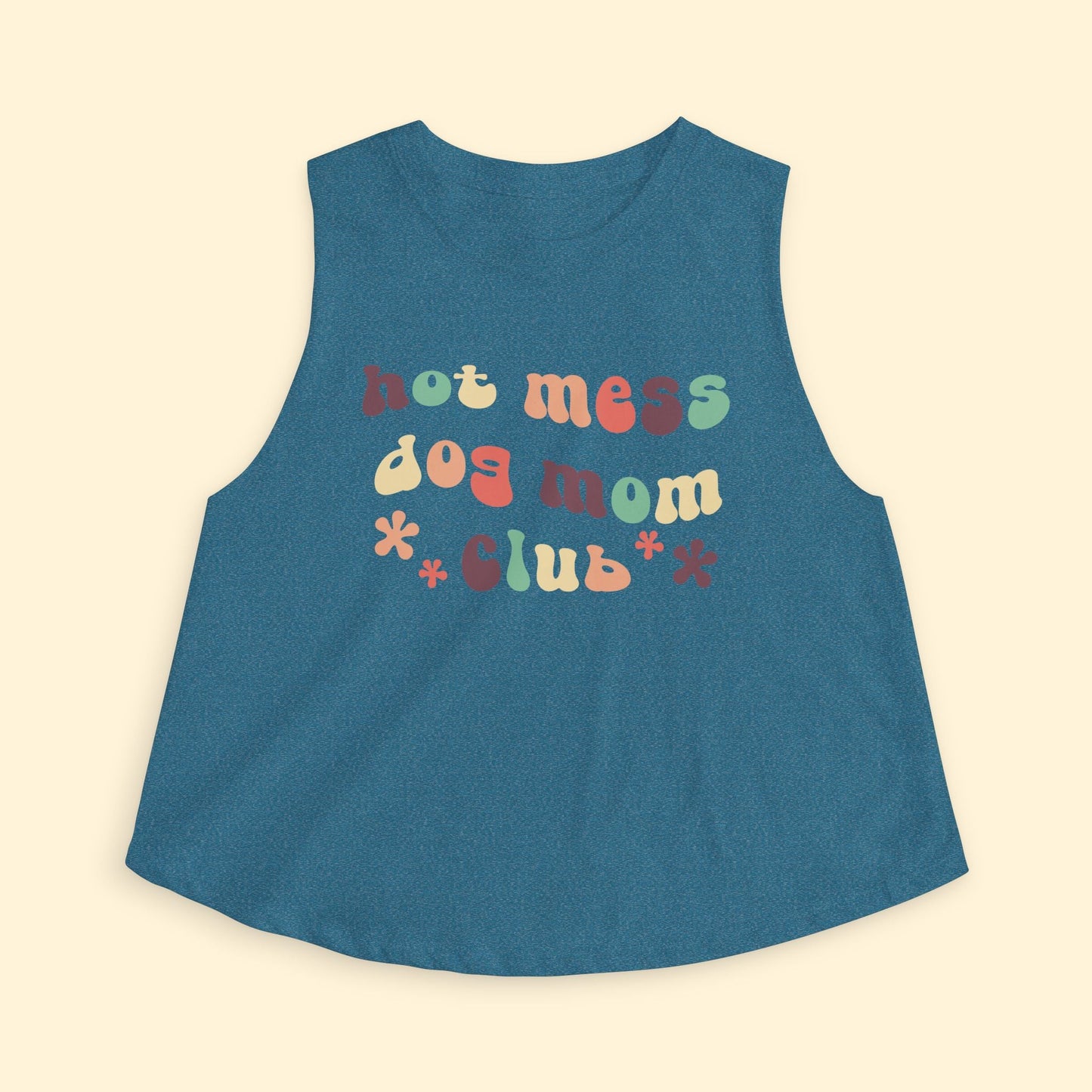 Cropped Muscle Tank | Hot Mess Dog Mom Club - Detezi Designs - 30290055952596832624
