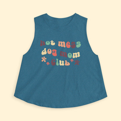 Cropped Muscle Tank | Hot Mess Dog Mom Club - Detezi Designs - 30290055952596832624