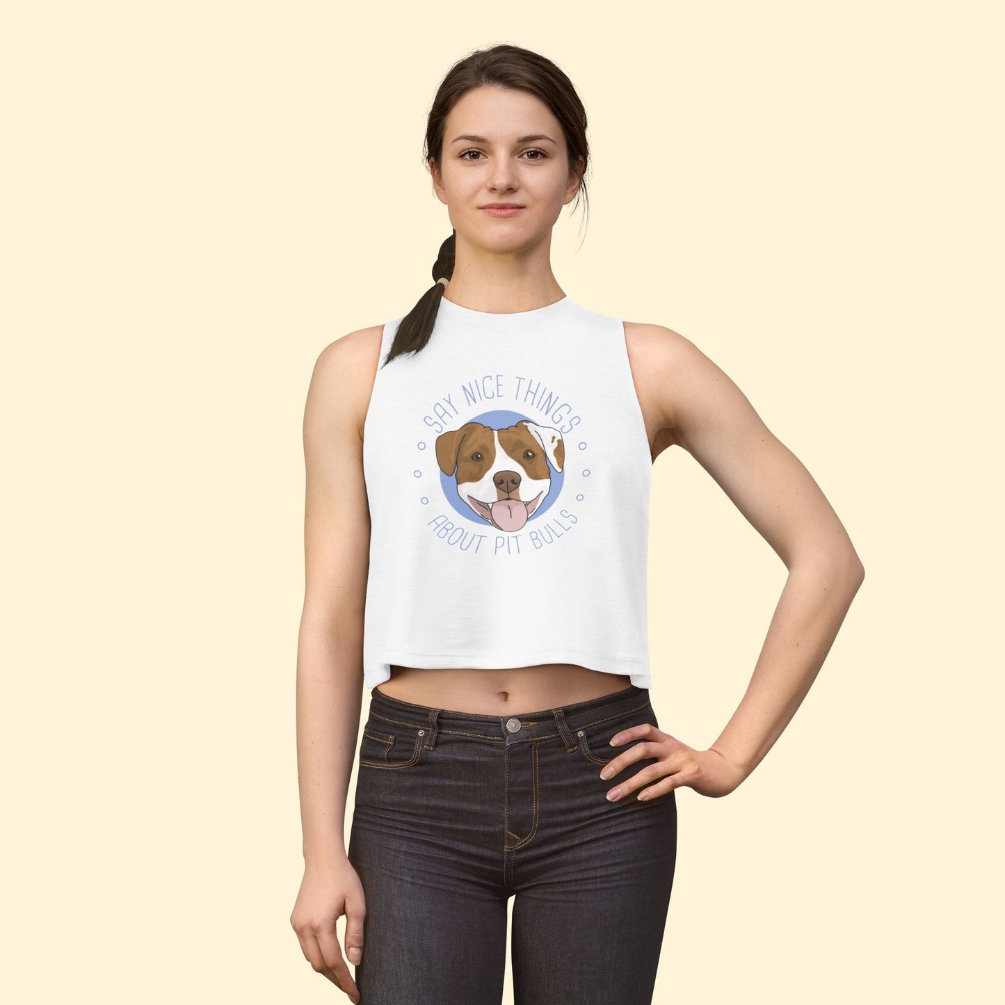 Cropped Muscle Tank | Say Nice Things About Pit Bulls - Detezi Designs - 19272168894378153983